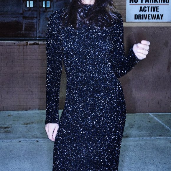 ZARA OPEN BACK KNIT TINSEL DRESS size M NWT - Picture 3 of 13